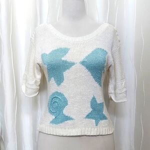 Vintage Pronto Moda Knit Crochet Nautical Sweater Top